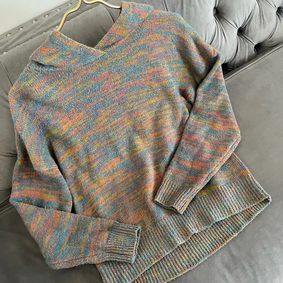 Ivory Ella Women’s  Multicolor preppy colorful Knit hoodie retro size S - Picture 5 of 7